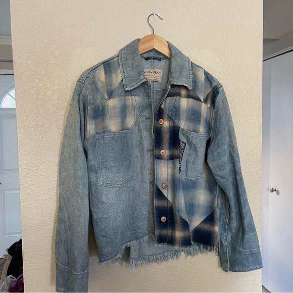 Free People | Patchwork Denim Jean Jacket Size; small - Picture 3 of 8